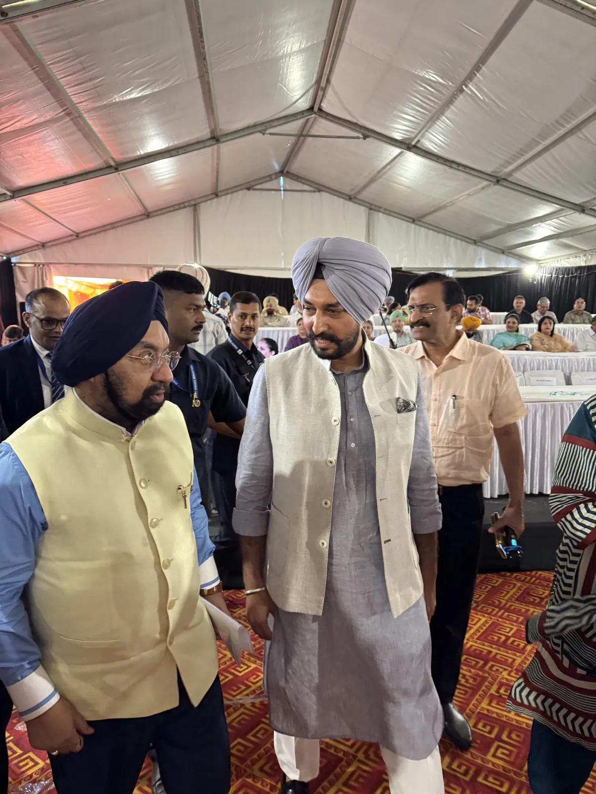 Arriving at a party function with senior leaders